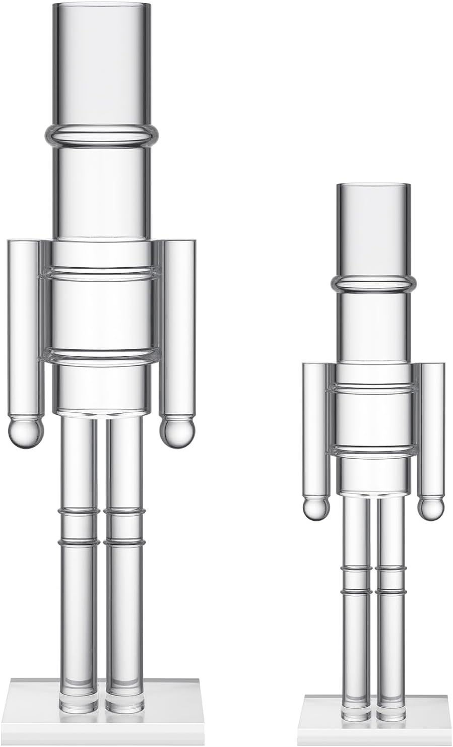 Thyle 2 Pack Acrylic Christmas Nutcracker Set, Clear, 12 Inch, 8 Inch