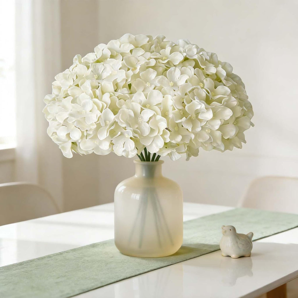 100 PCS White Hydrangea Artificial Flowers, Faux Hydrangea Flowers, Fake Hydrangeas, Silk Hydrangea Flowers with Stems, White Artificial Flowers Bulk for Wedding Party Decor Bulk Artificial Flowers