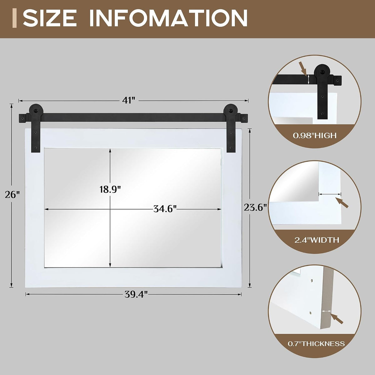 COGOOD Farmhouse Bathroom Mirrors for Over Sink - 26 x 41 Pure White