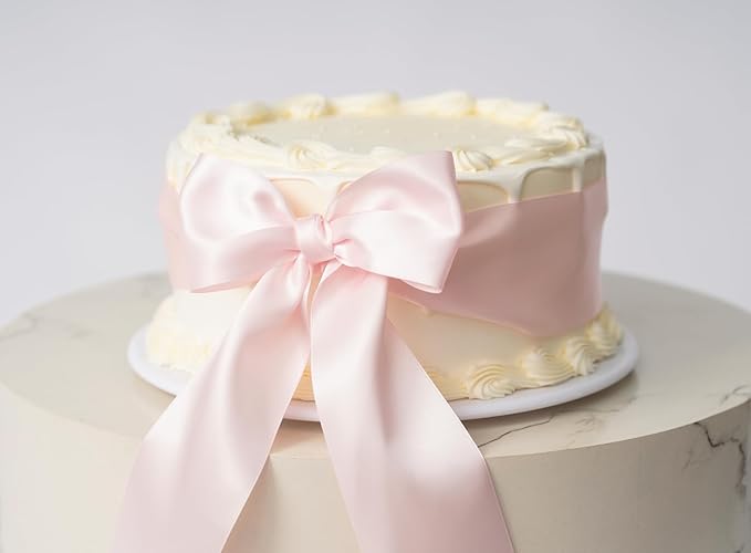 Light Pink Satin Ribbon 2.5 Inch Double-Faced Valentines Day Ribbons for Flower Bouquet Gift Wrapping Party Decor Wedding Invitation DIY Craft, 25 Yards