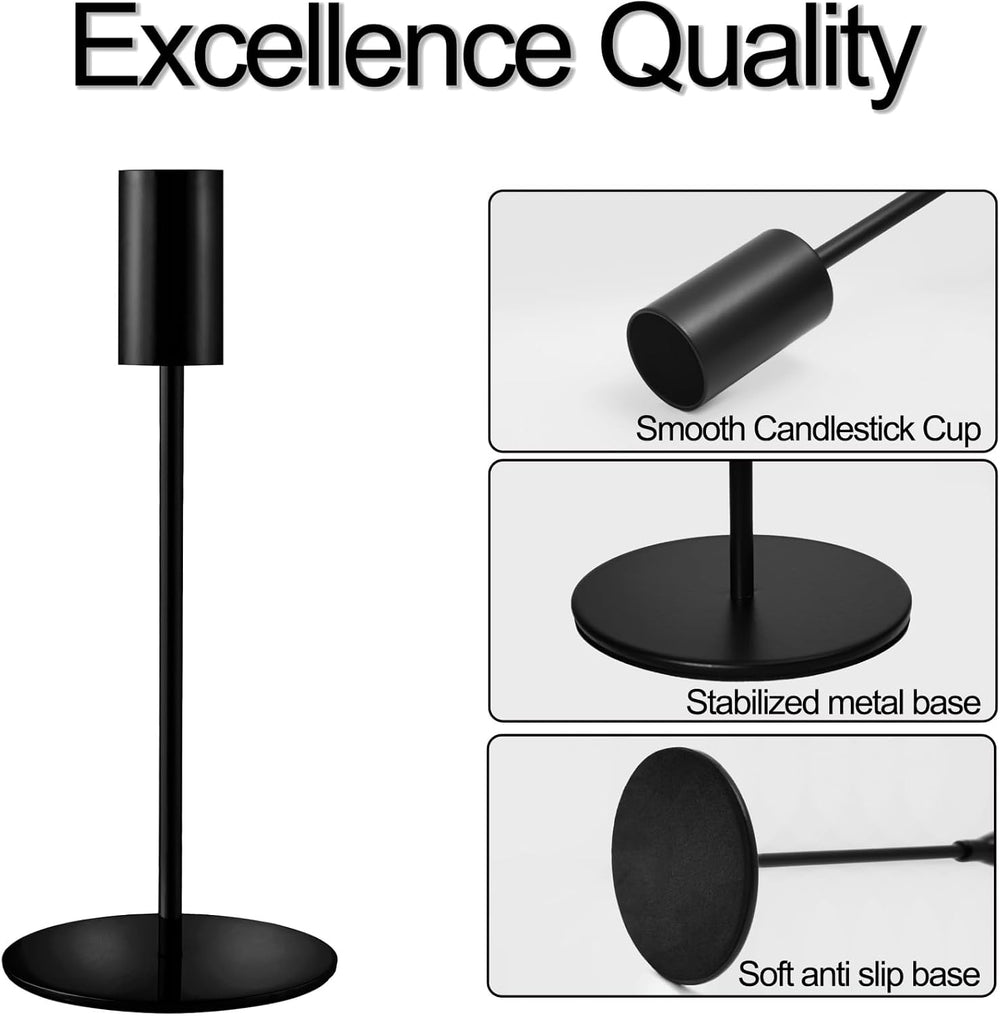 Black Candlestick Holders Bulk, Taper Candle Holders 27Pc, 3 Heights
