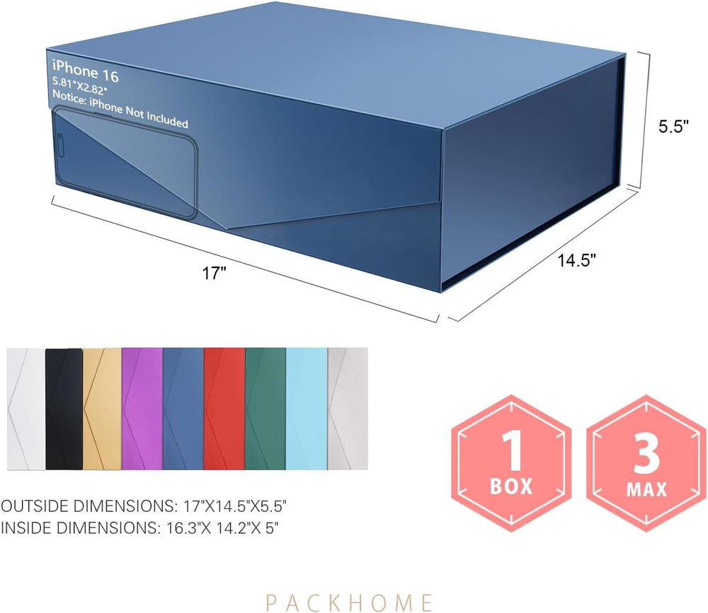 17x14.5x5.5 Inches, Extra Large Gift Box with Lid, Magnetic Closure Box for C...