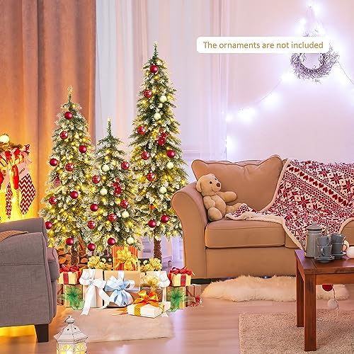 HAPPYGRILL Set of 3 Artificial Christmas Tree, 3' 4' 5' Pre-lit Xmas Tree