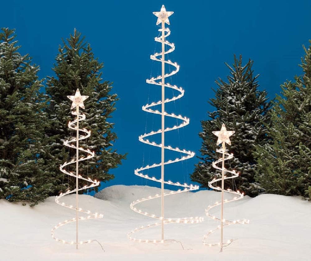 set of 3 lighted spiral -christmas- trees shown in use