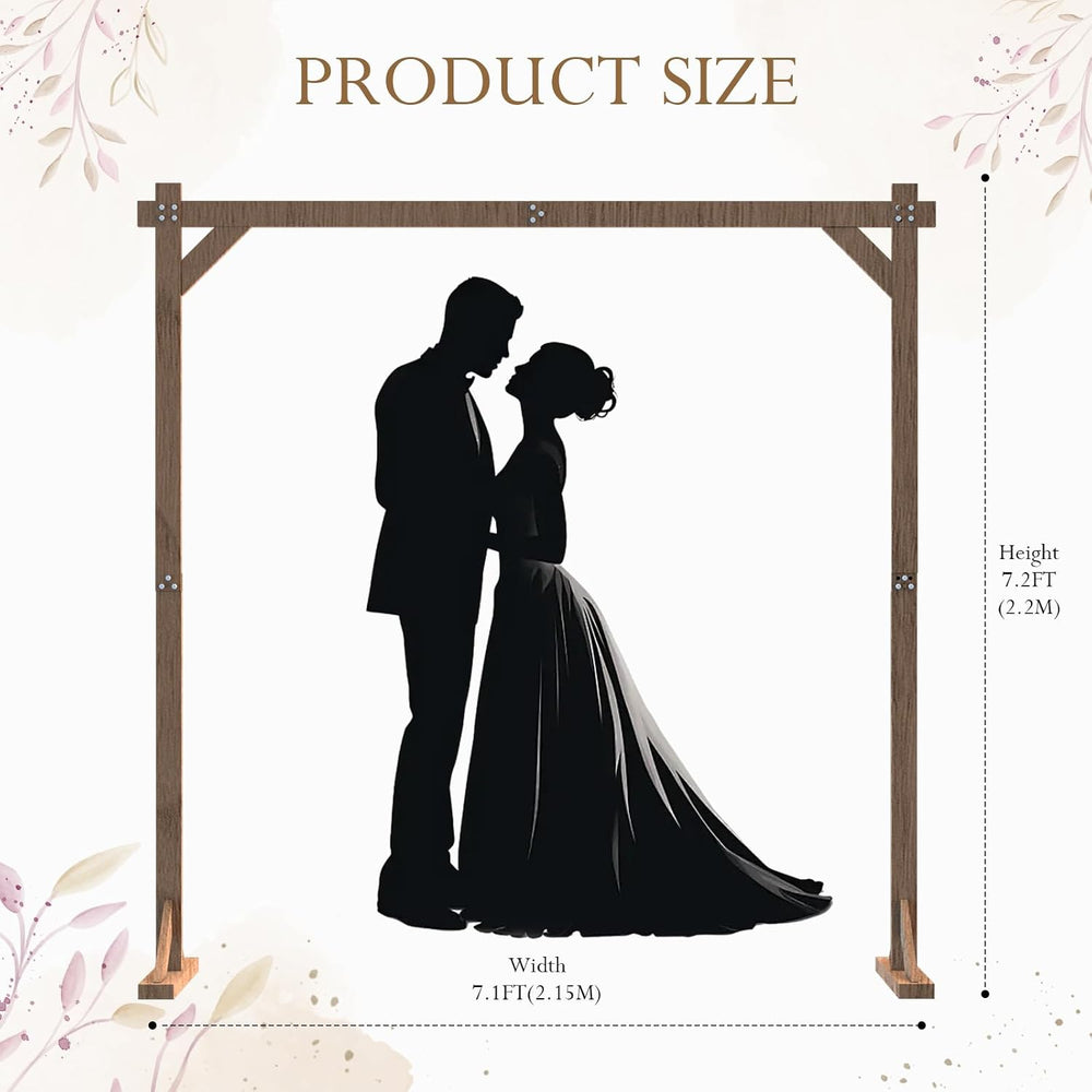 7.2FT Wooden Wedding Arch Square Wood Arches Arbor Backdrop Stand for Ceremon...