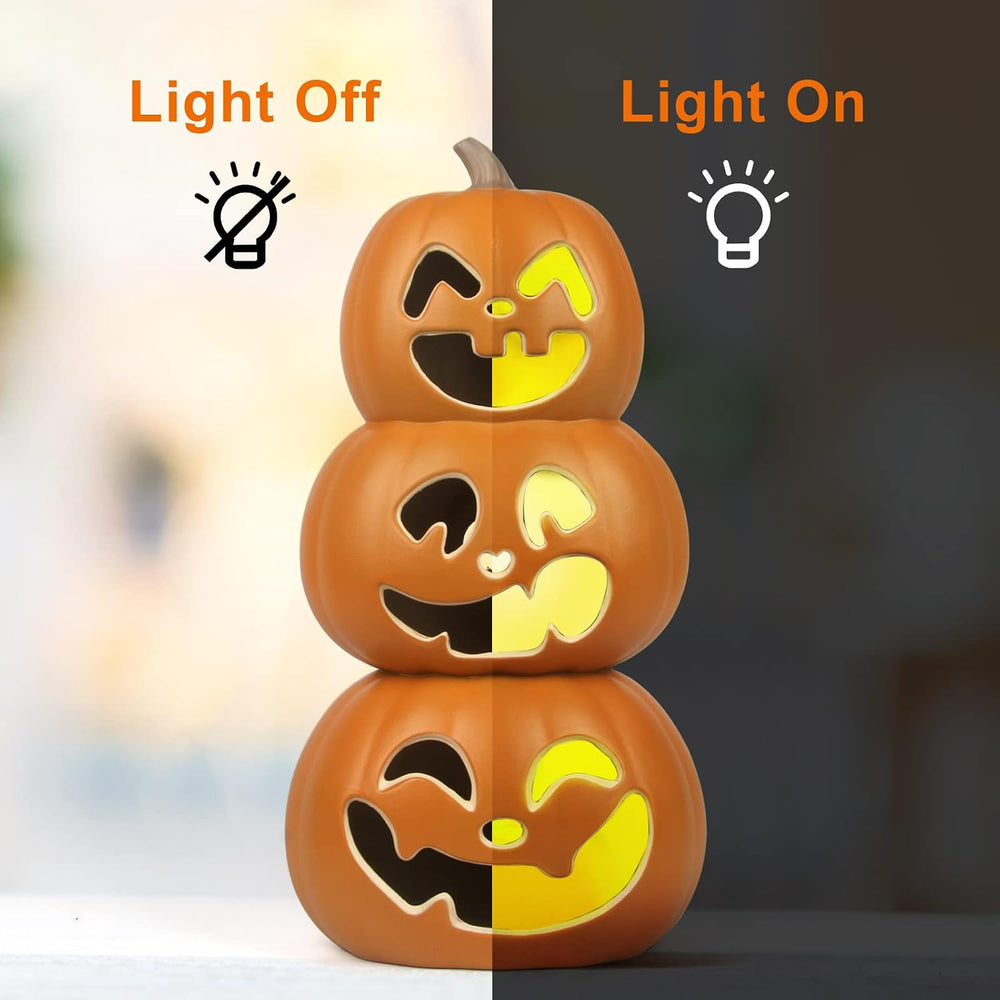 17" Jack O Lantern - Halloween Plastic Pumpkin Lantern - Holiday Pre-lit...