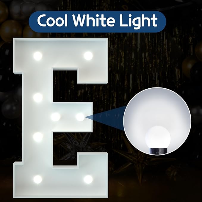 Marquee Letters 3 Feet Tall Large Light Up Letters Baby Shower Decorations Wedding Engagement Proposal White Party Decorations Marry Me Sign Big Cardboard Backdrop E