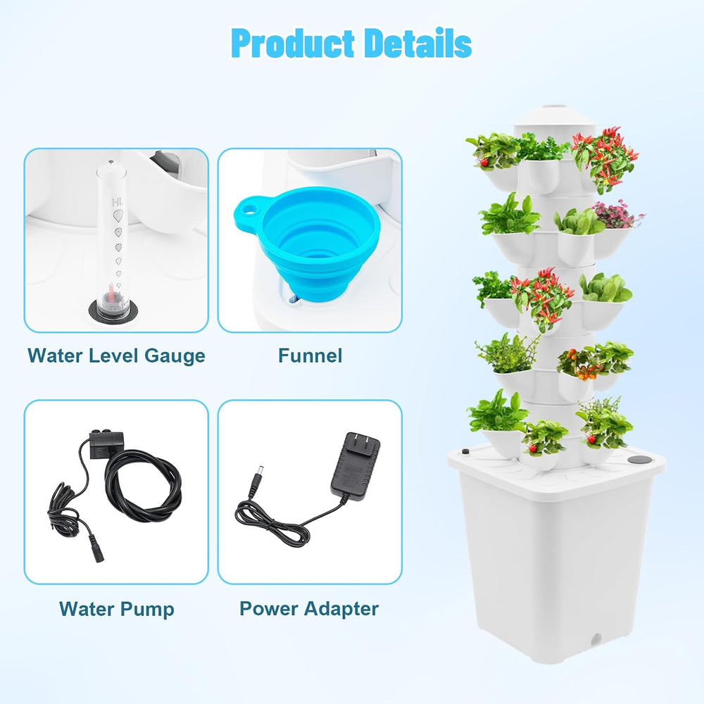 25-Plant Vertical Tower Garden System - Indoor Hydroponic Growing Kit