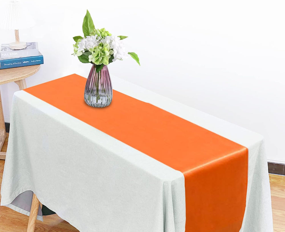15 Pack Orange Table Runners, 12x108 Inches