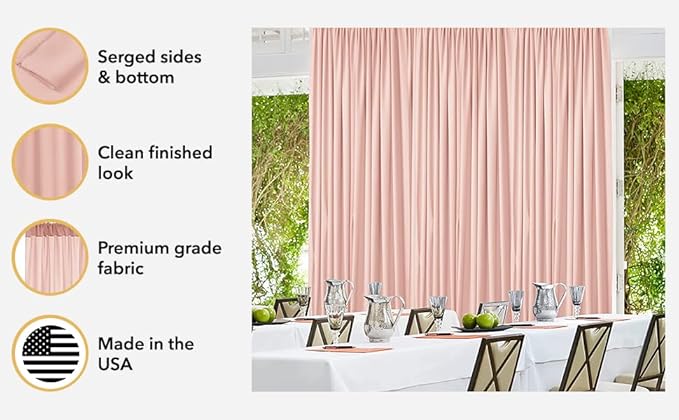 AK TRADING CO. 10 feet x 10 feet Valley Green Polyester Backdrop Drapes Curtains Panels with Rod Pockets - Wedding Ceremony Party Home Window Decorations