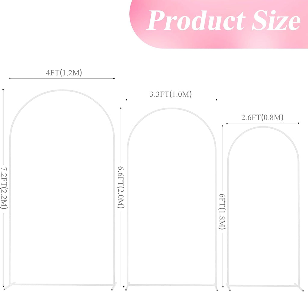 wokceer wedding arch backdrop stand 7.2ft,6.6ft,6ft white metal, close-up detail
