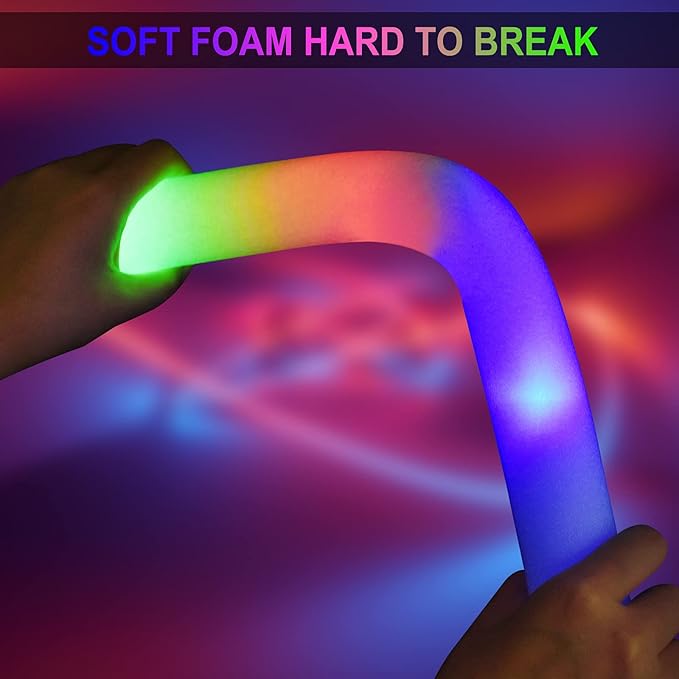 LifBetter 112 pcs Glow Foam Sticks, LED Glow Sticks 3 Modes Colorful Flashing, Foam Glow Sticks Bulk, Glow In The Dark Party Supplies for Weddings Parties Festivals Raves Concerts Sporting Events (118 pcs)
