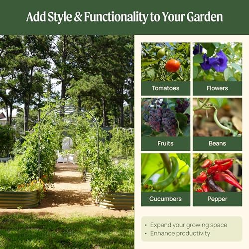 Vego Garden Modular Arched Trellis System 4.5' Long Trellis for 2.0' x 6.5' or 3.5' x 6.5' or 2.0' x 8.0' Garden Bed for Climbing Plants like Cucumber Beans Tomatoes & Vines (Garden Beds Not Included)