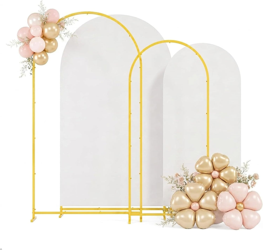 2 Pack 7.2FT+6FT Metal Arch Backdrop Stand with Cover for Wedding Decor