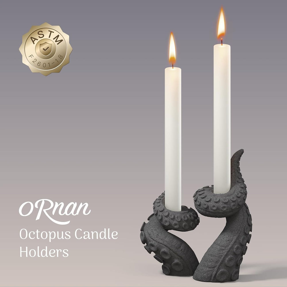 Octopus Candlestick Holders True Natural Reclaimed Stone, Set of 2 Premium Re...