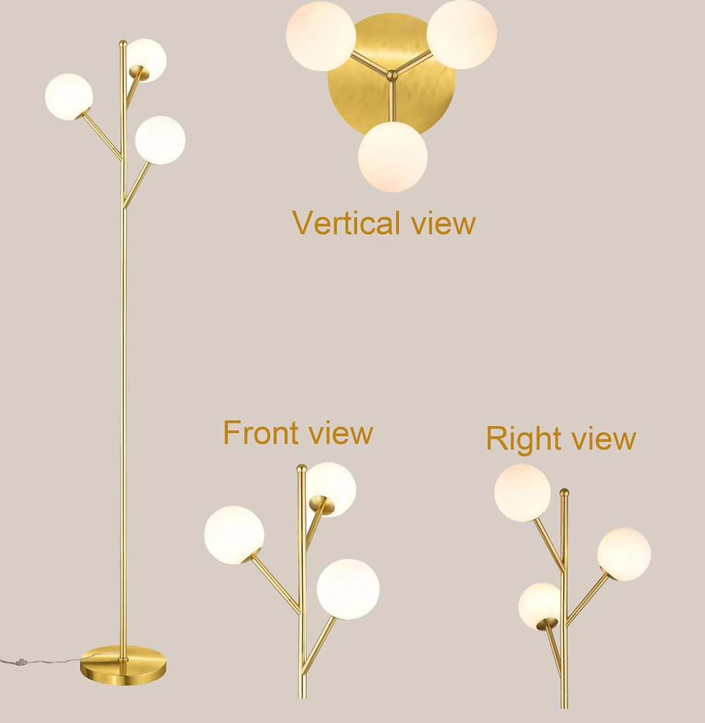 Ldeco Globe Mid Century Tree Floor Lamp with 3 Light Bulbs,70in Tall Standing...