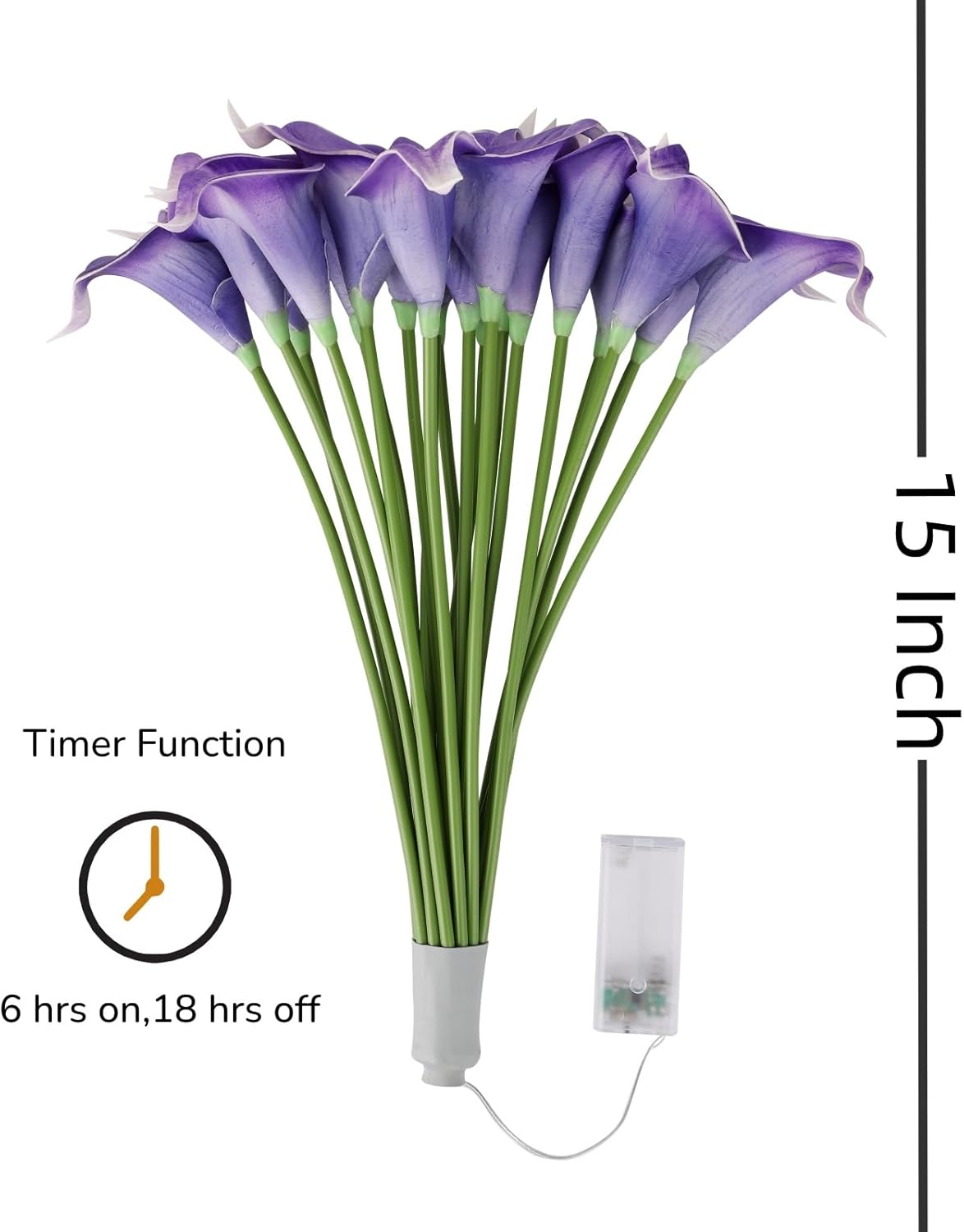 HOMESEASONS LED Calla Lily Lamp,20 Real Touch Artificial Flowers Lighted Bouquet,No Vase