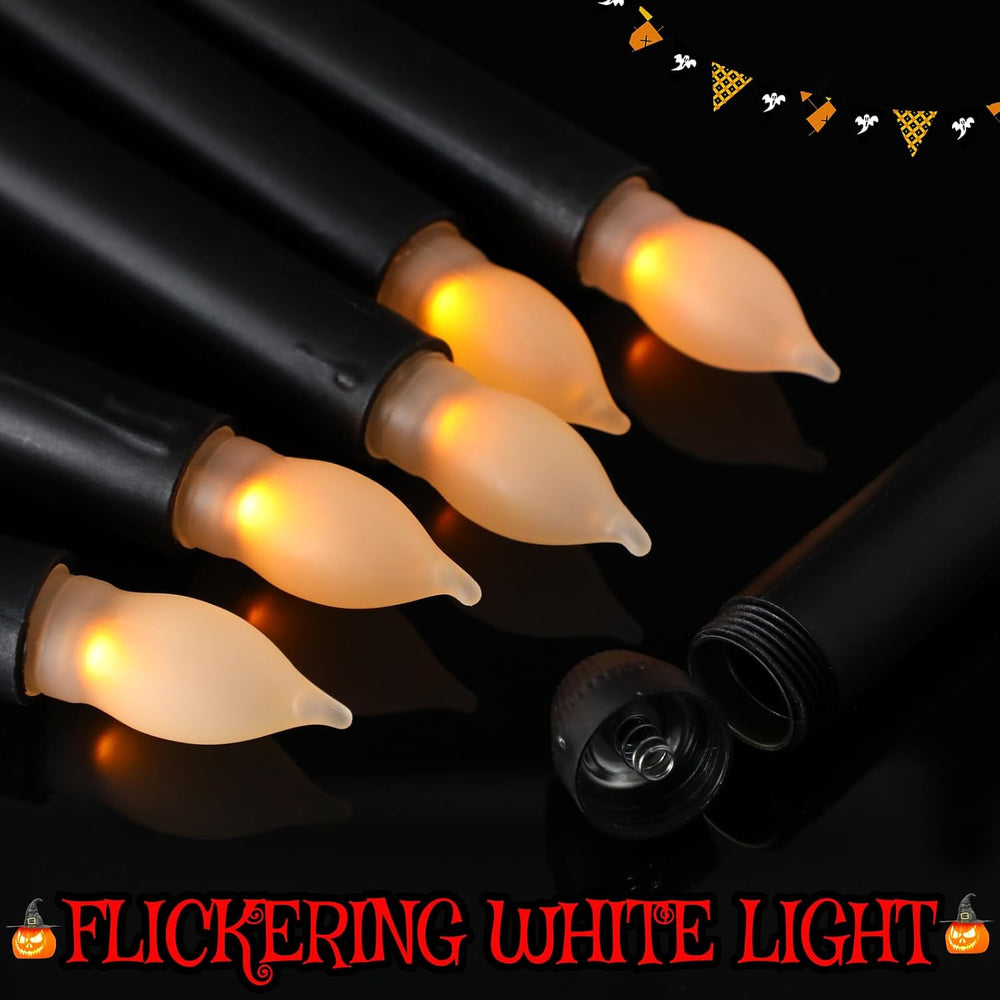 Macarrie 60 Pcs Halloween Flameless LED Taper Candles, Black,Yellow