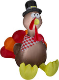 Gemmy Thanksgiving Inflatable Turkey with Checkered Scarf, 6 ft Tall, Multi