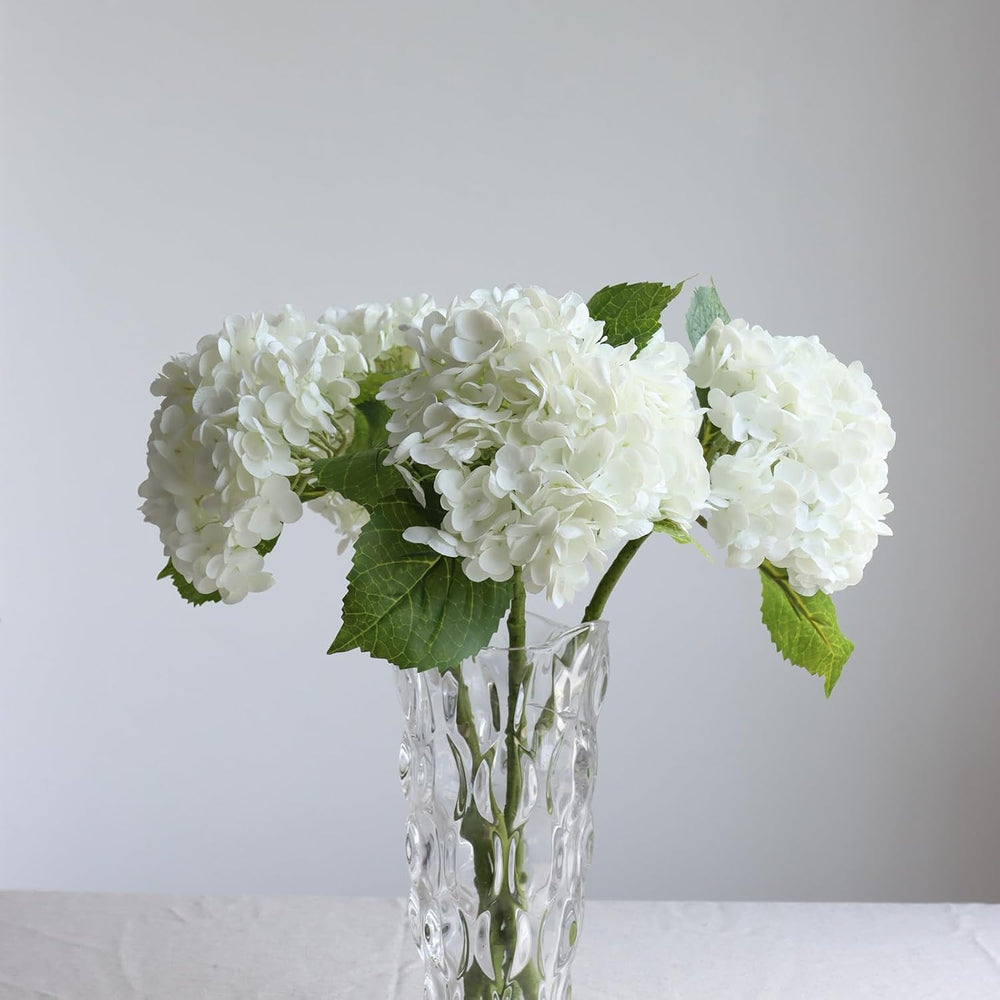 White Hydrangea Artificial Flowers,4Pcs Faux Hydrangeas for Centerpieces