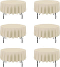 BRILLMAX 6 Pack Beige Round Tablecloths 90 Inch - Circle Bulk Linen Polyester Fabric Washable Table Cloth Cover for Wedding Reception Banquet Birthday Party Buffet Restaurant