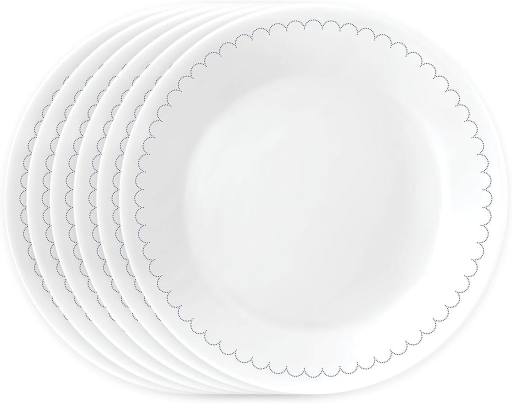 Corelle Vitrelle 6.75" Salad Appetizer Plate Set, Triple Layer Glass and Chip Resistant, Lightweight Round Plates, 6-Piece Caspian