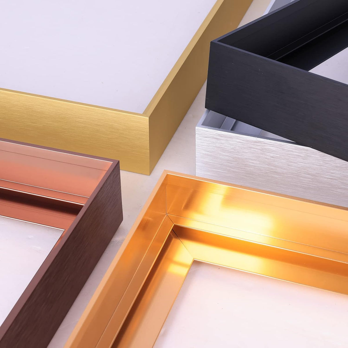 DIY Metal Floating Frame for 14X14“ Canvas Painting Art ,1 1/2"(3.8cm) Depth, Floater Frame,Mental Frame Kit, Cut to Pieces,Not Include Canvas or Mat Light Gold Frame