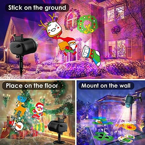 2025 Upgrade Halloween Christmas Projector Lights,2-in-1 Moving Holiday Landscape Lights,30 HD Wave Ocean Effects,Outdoor Waterproof Projection Light for Xmas Halloween Party Garden Decorations