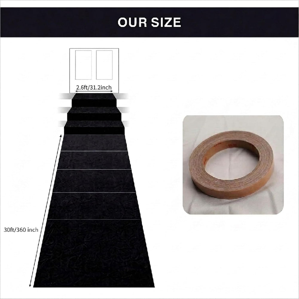 2.6x30ft Black Carpet Runner for Party&Prom 350GSM Felt Fabric