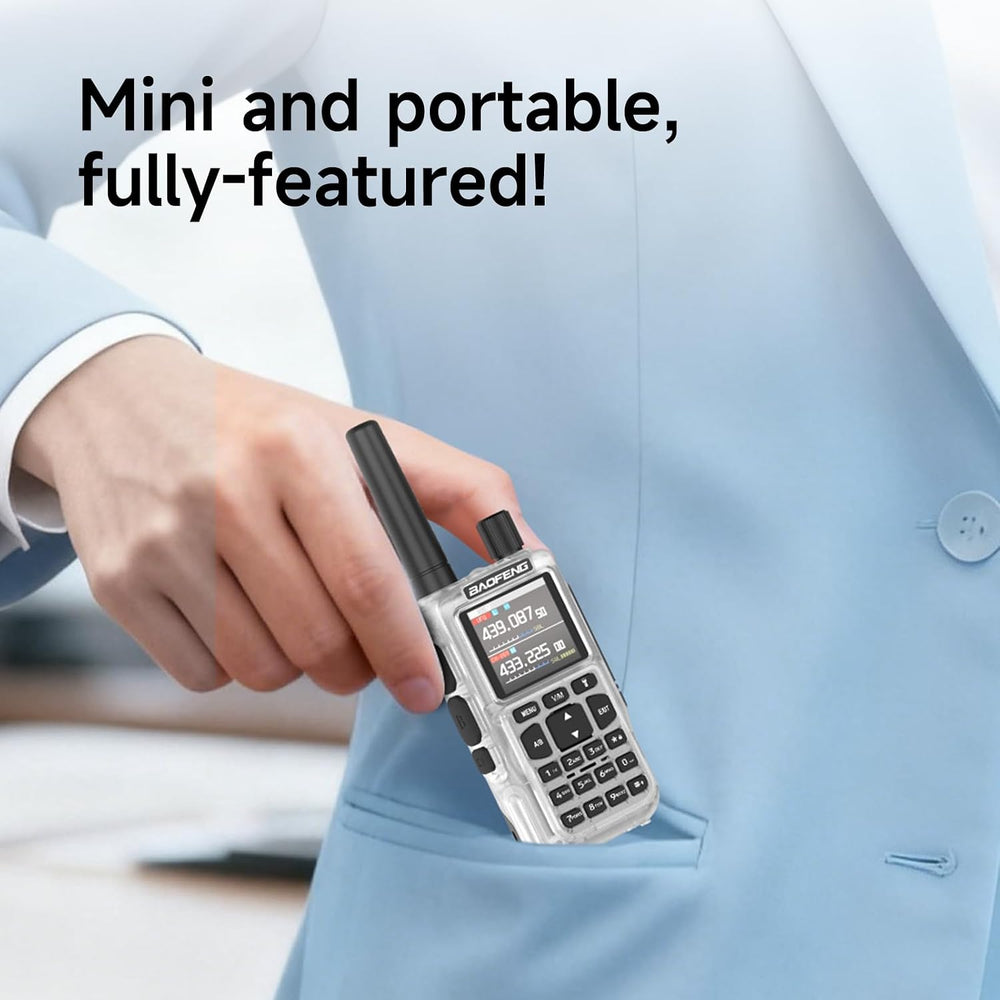 BAOFENG MINI5 Ham Radio Handheld Two Way Radios, 2 Pack, Clear