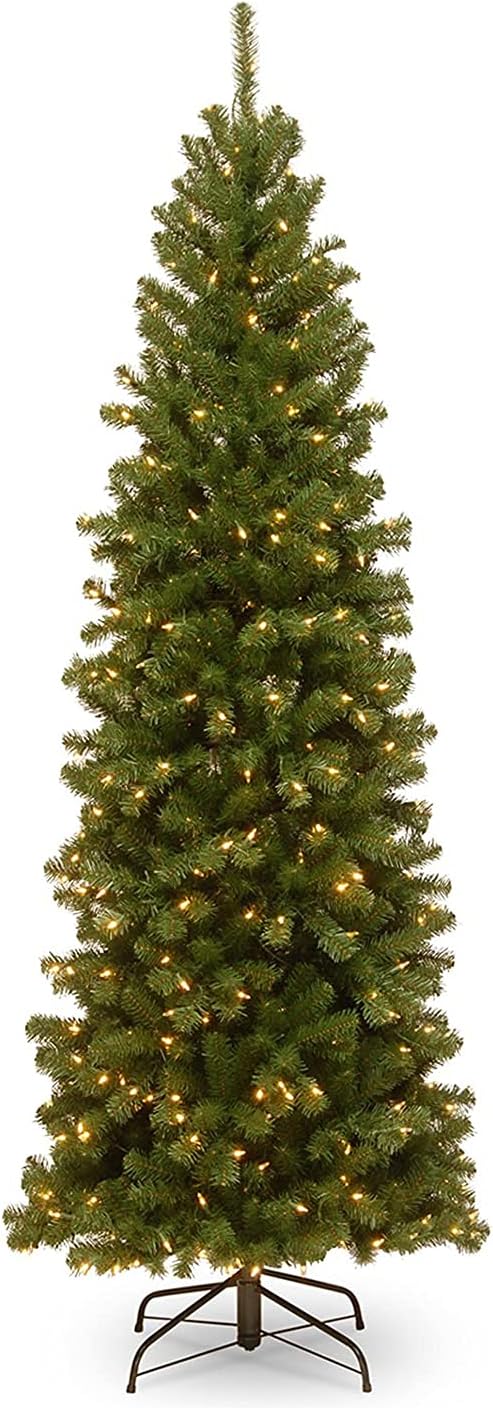 National Tree Company 7ft Pre-Lit North Valley Spruce Slim Christmas Tree