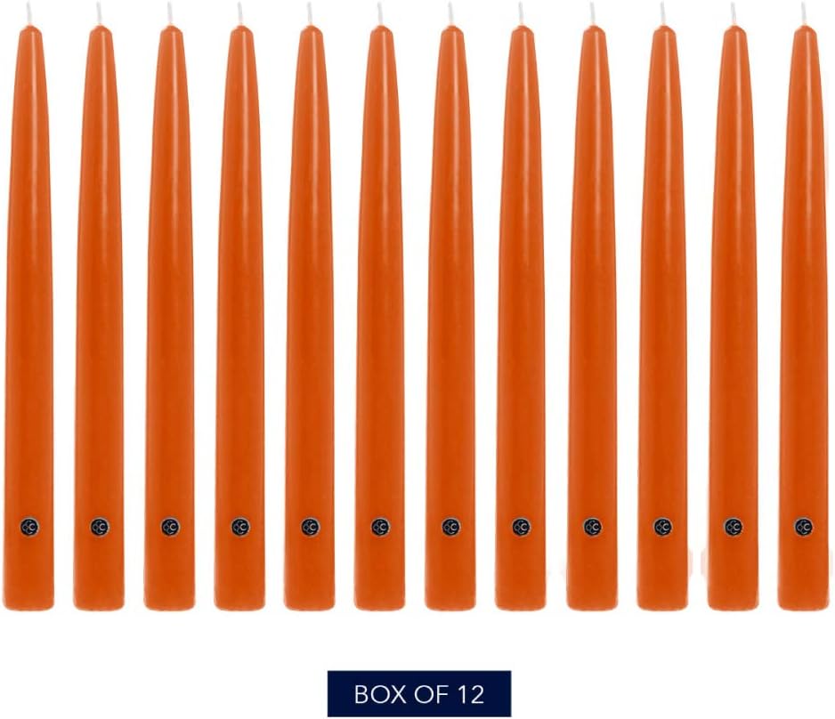 Colonial Candle Unscented Taper Candle, Handipt Collection, Pumpkin, 10 in, P...