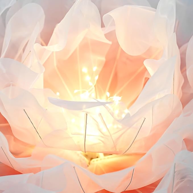 Wedding Giant Electric Artificial Flower, Auto Blooming Artificial Flowers with Lights, Large Peony Electric Flower Decor with Auto Open/Close for Home Wedding Party Decoration, Pink