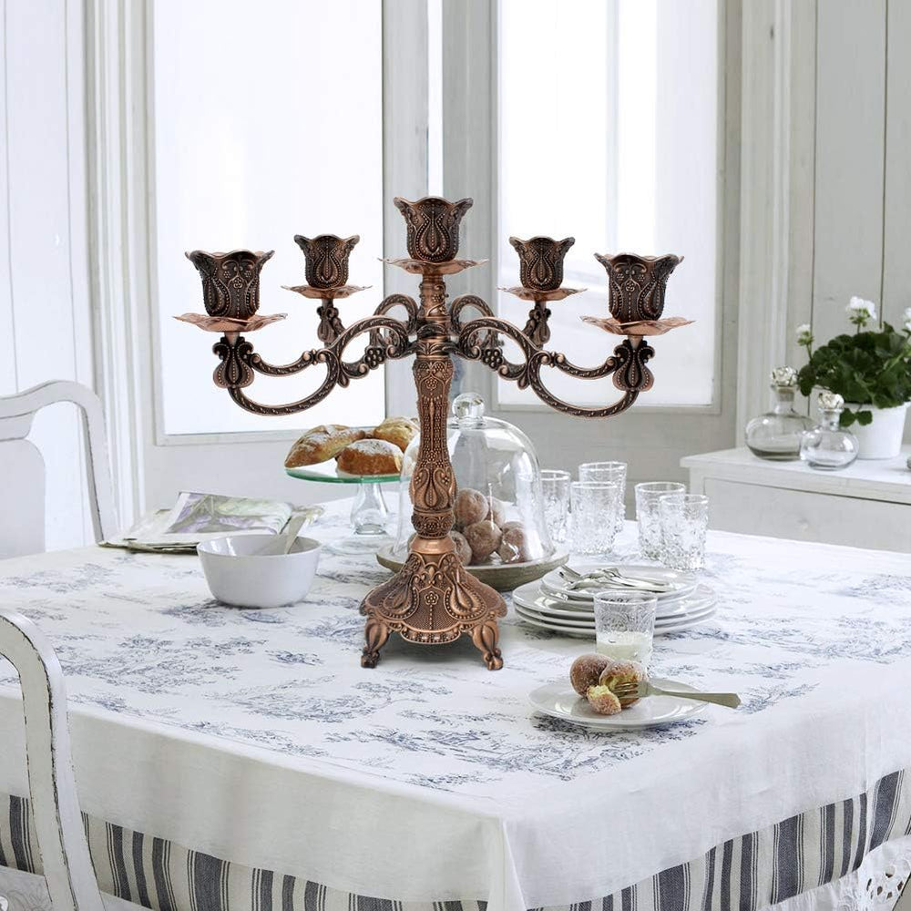 Metal Candelabra 5-Candle 10.1 Inch Tall Candle Holder Stick for Home Wedding...