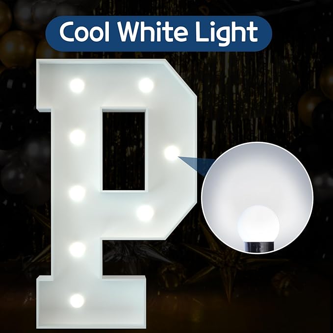 Marquee Letters 3 Feet Tall Large Light Up Letters Baby Shower Decorations Wedding Engagement White Party Decorations Prom Sign Big Cardboard Backdrop P