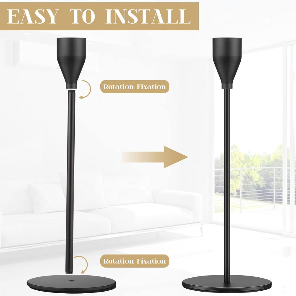6 Pcs Black Metal Taper Candle Holder for Christmas