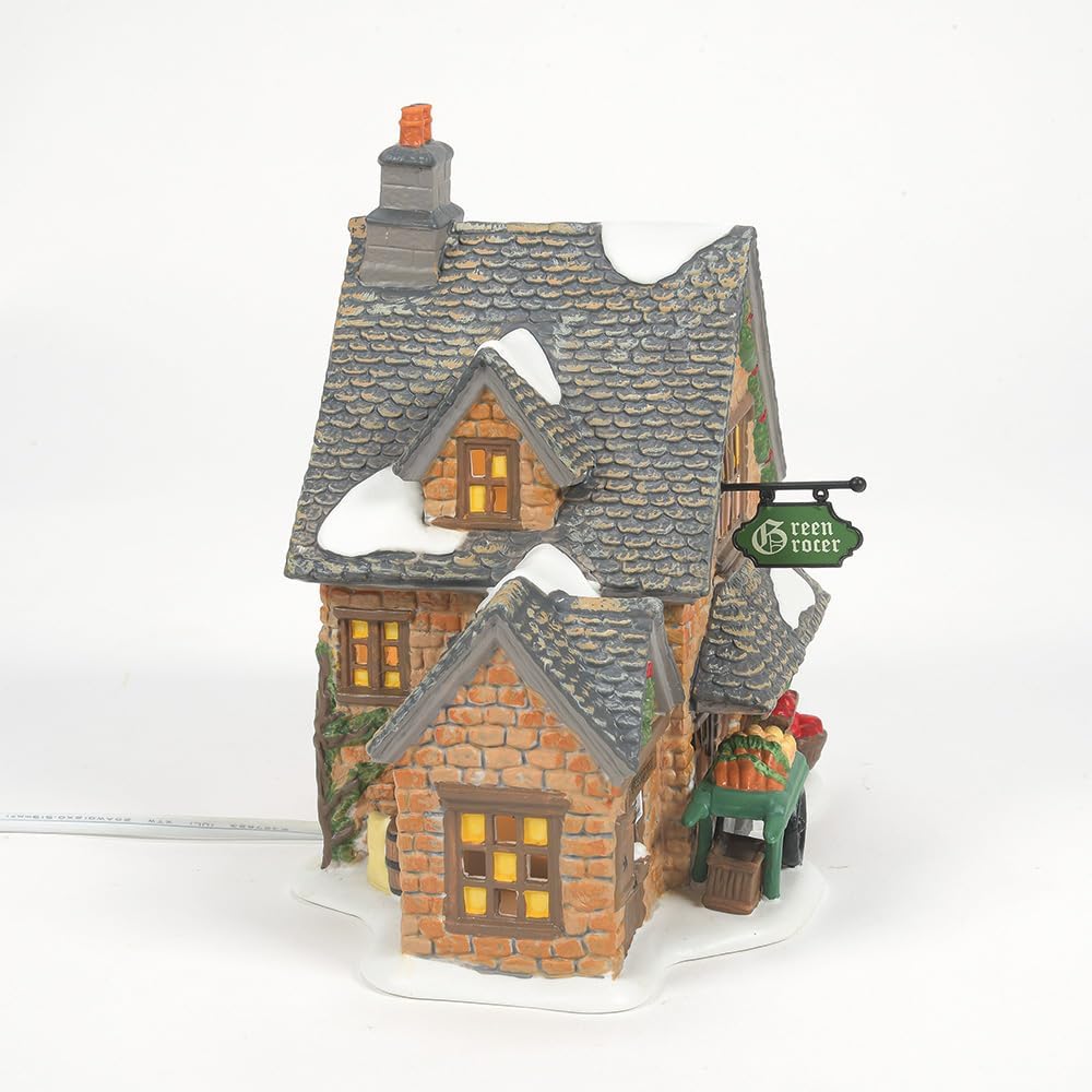 department 56 dickens' village cotswold greengrocer lit building shown in use