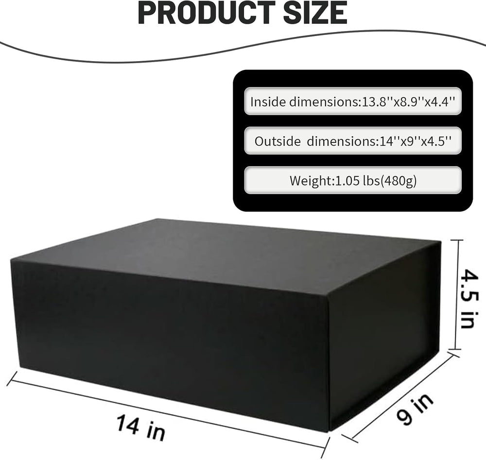 YINUOYOUJIA 5 Pack Large Black Gift Boxes with Magnetic Lid