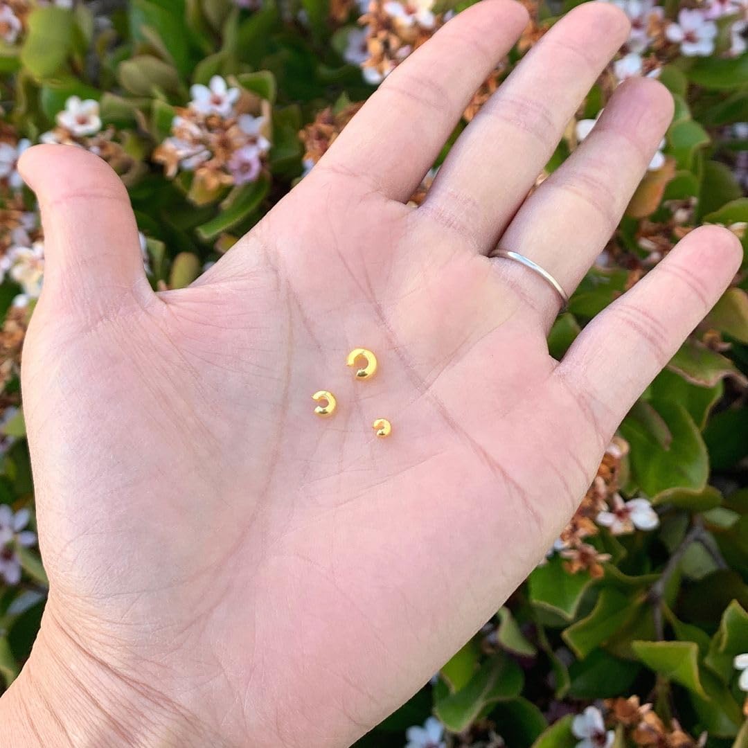 adabele real gold plated sterling silver 6mm crimp, side view
