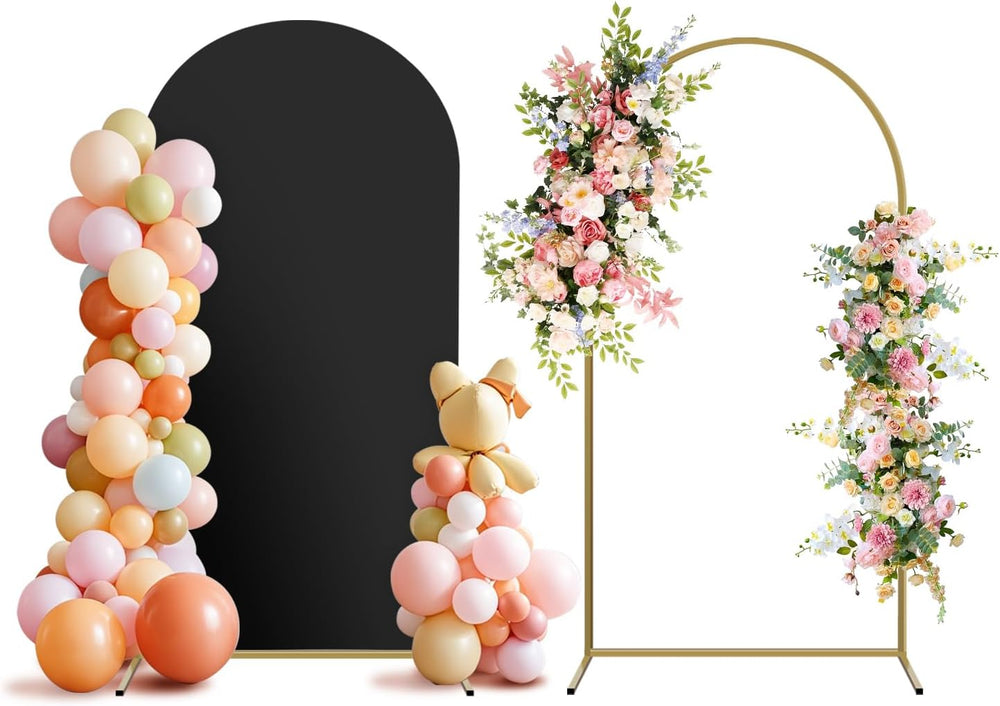 Arch Backdrop Stand and Cover Set, Metal Balloon Arch Backdrop 6ft, Gold Arch...