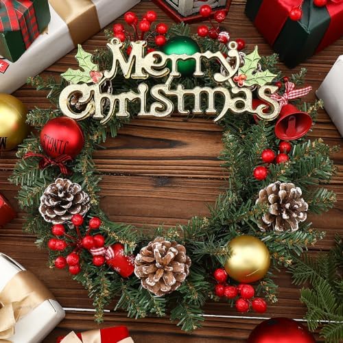 Zeyune 8 Pcs 14" Christmas DIY Green Wreath Artificial Faux Wreath, Fresh