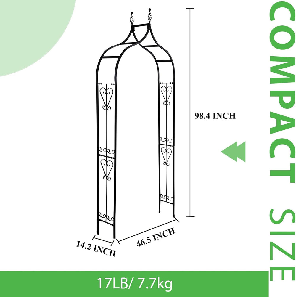 Black Iron Garden Arch Trellis 14.2" L x 46.5" W x 98.4" H Arbor