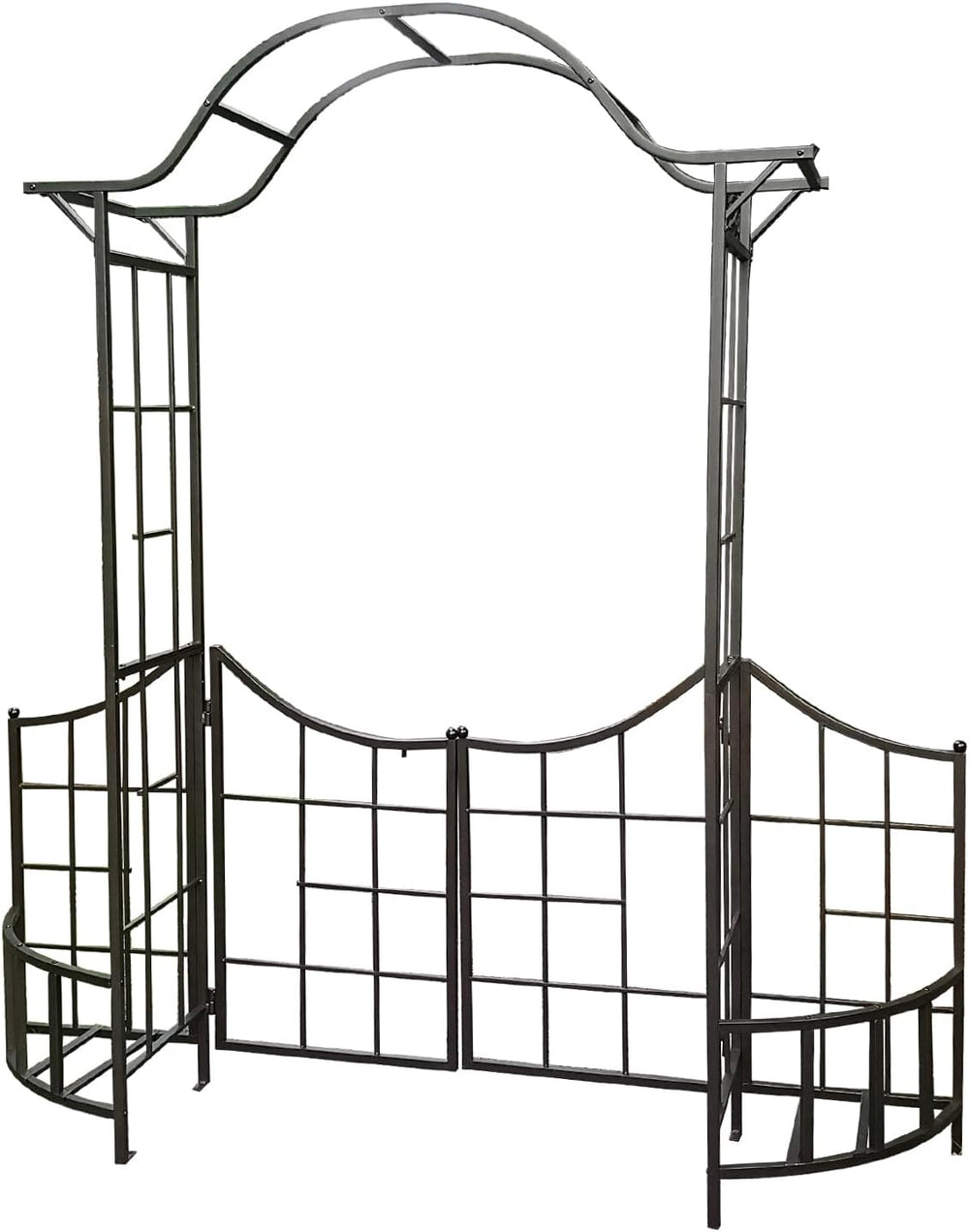 leisurelife Steel Garden Arch Arbor Trellis W/Gate, 7.5 Ft Height