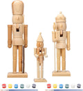 Vercraft 3 Set Unfinished Nutcracker Wooden Unpainted Nutcrackers Christmas Plain Paint Your Own Nutcracker Figurines Craft Kit Ornaments with Paint and Brush for Xmas Holiday Decoration