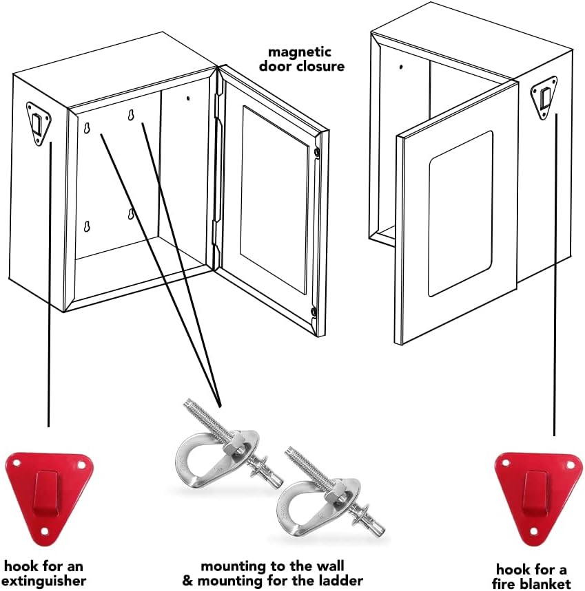 Cabinet for Fire Escape Ladder 2-Story Small | Box for Fire Rescue Stuff | Co...