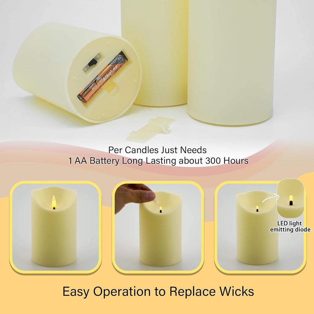 Flameless Candles with Remote, Battery Operated Flickering Flameless Candles,...
