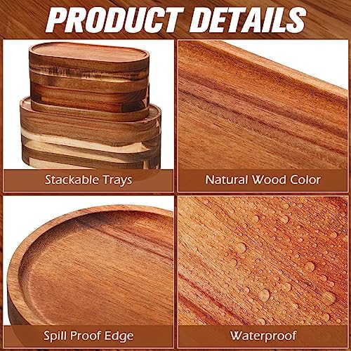12 Pcs Acacia Wood Serving Trays, 10" & 12" Oval Charcuterie Boards
