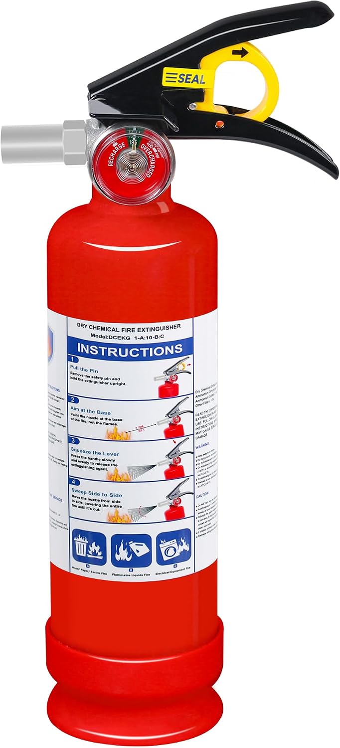 ABC Dry Chemical Fire Extinguisher, 2.5 lb 1A:10B:C Rated - Quick-Release Han...