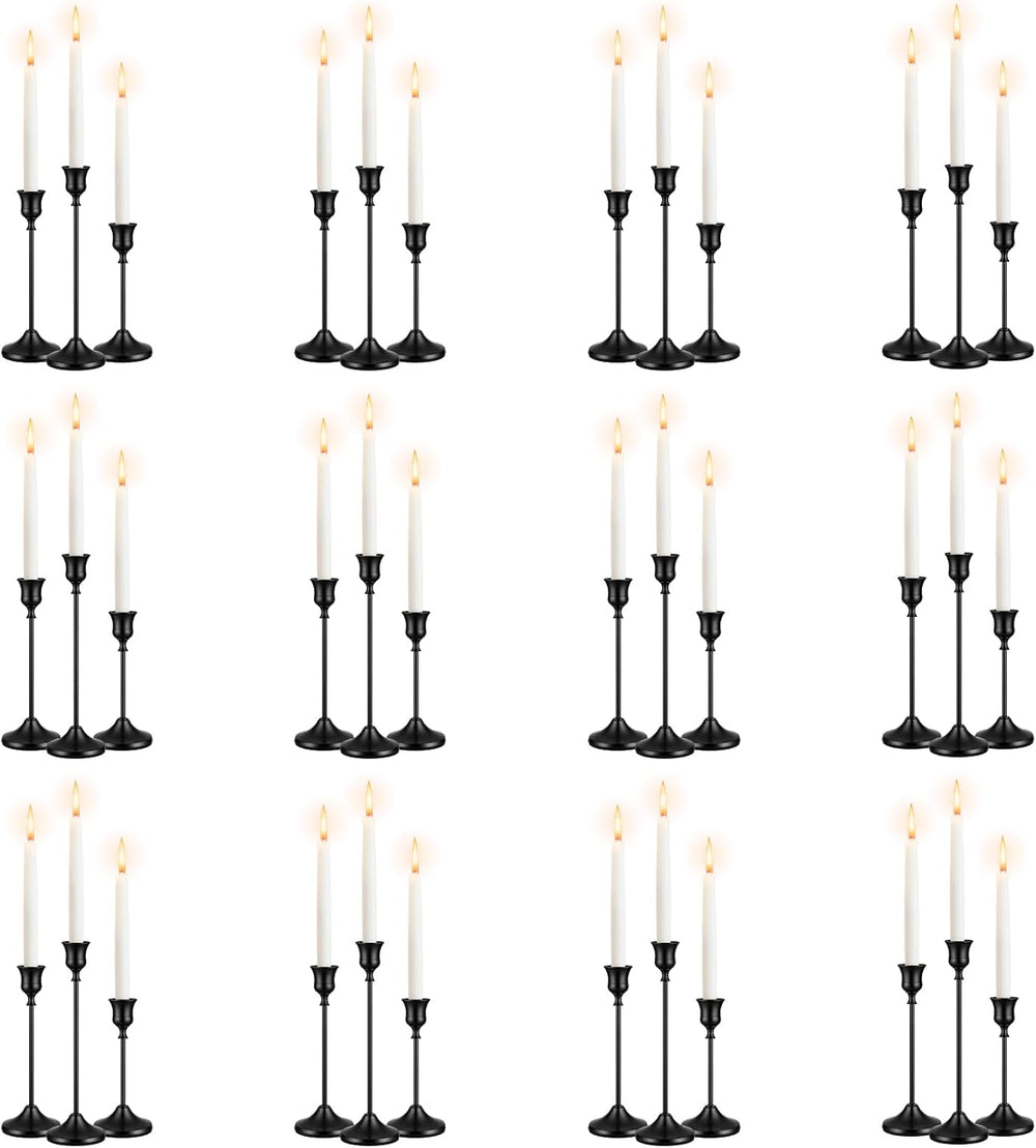 36 PCS Black Metal Taper Candle Holders Set,Brass Vintage Metal Candlestick