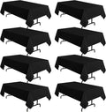 sancua 8 Pack Black Tablecloth 60 x 102 Inch, Rectangle Table Cloth for 6 Feet Tables - Stain and Wrinkle Resistant Washable Polyester Table Cover for Dining Tables, Buffet Parties and Camping